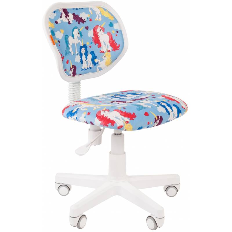 Кресло 106 Kids Белый пластик (ткань велюр Единороги) главное фото